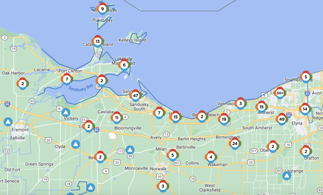 FirstEnergy outage map as of 2:17PM Thursday