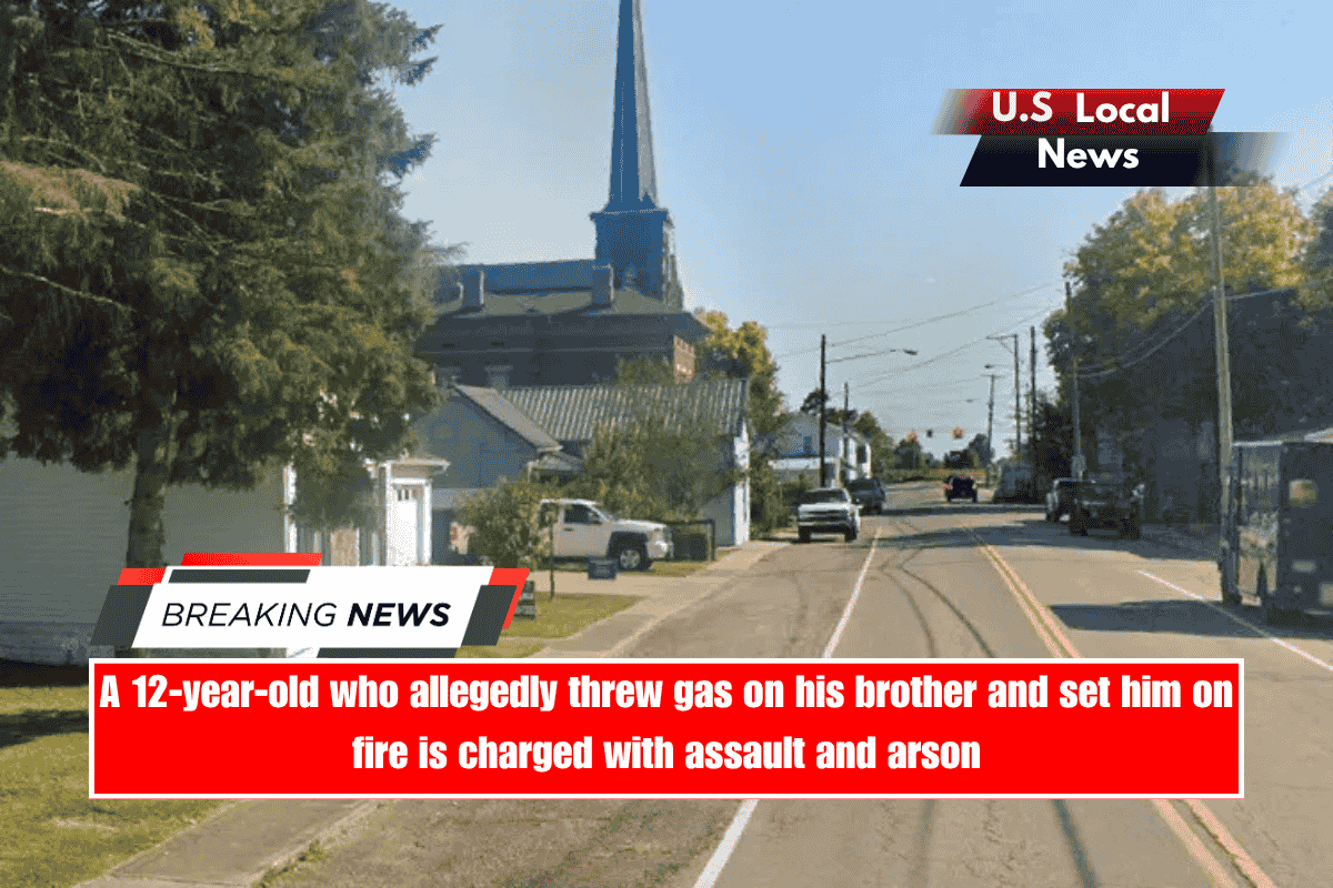 A 12-year-old who allegedly threw gas on his brother and set him on fire is charged with assault and arson