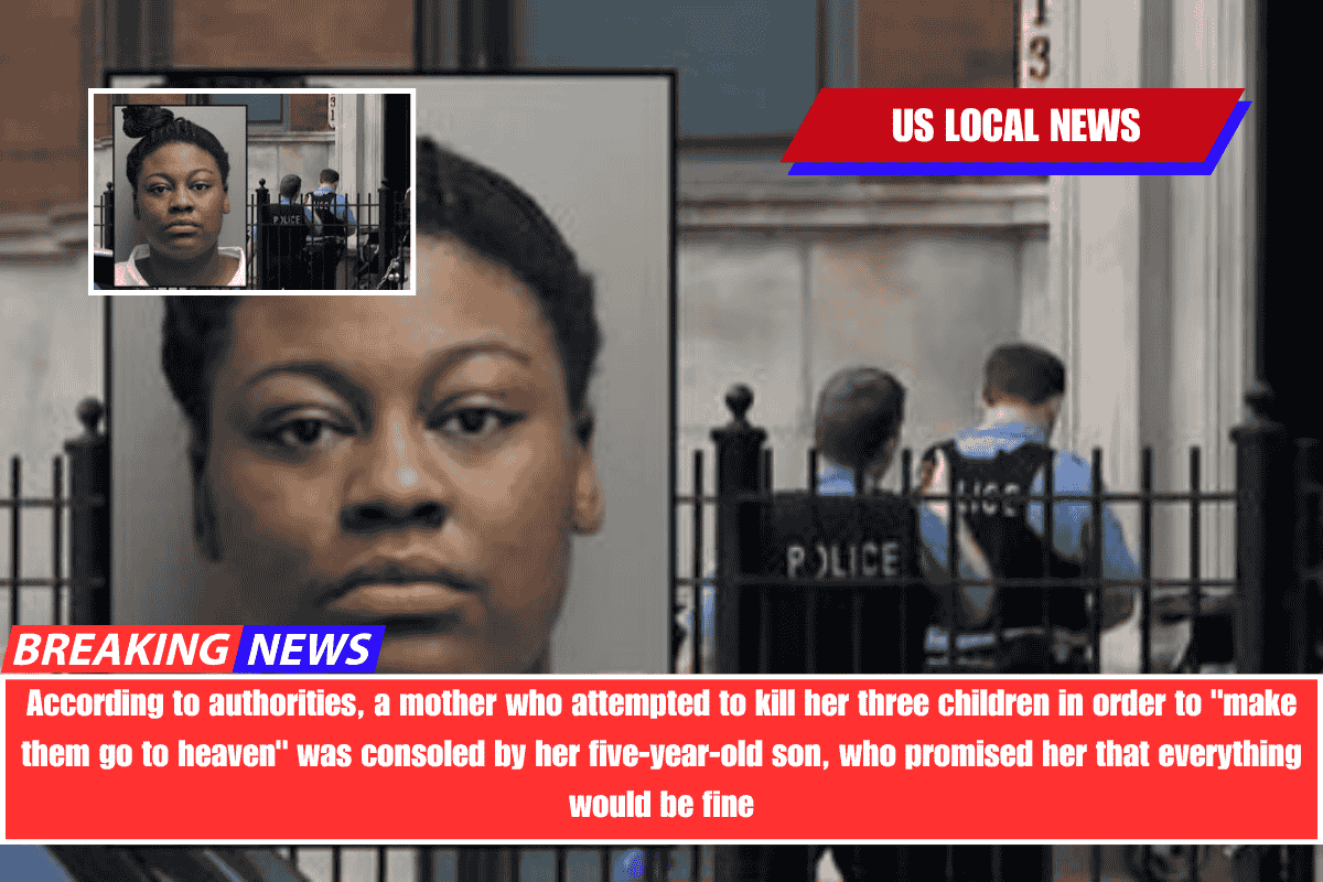 According to authorities, a mother who attempted to kill her three children in order to make them go to heaven was consoled by her five-year-old son, who promised her that everything would be fine