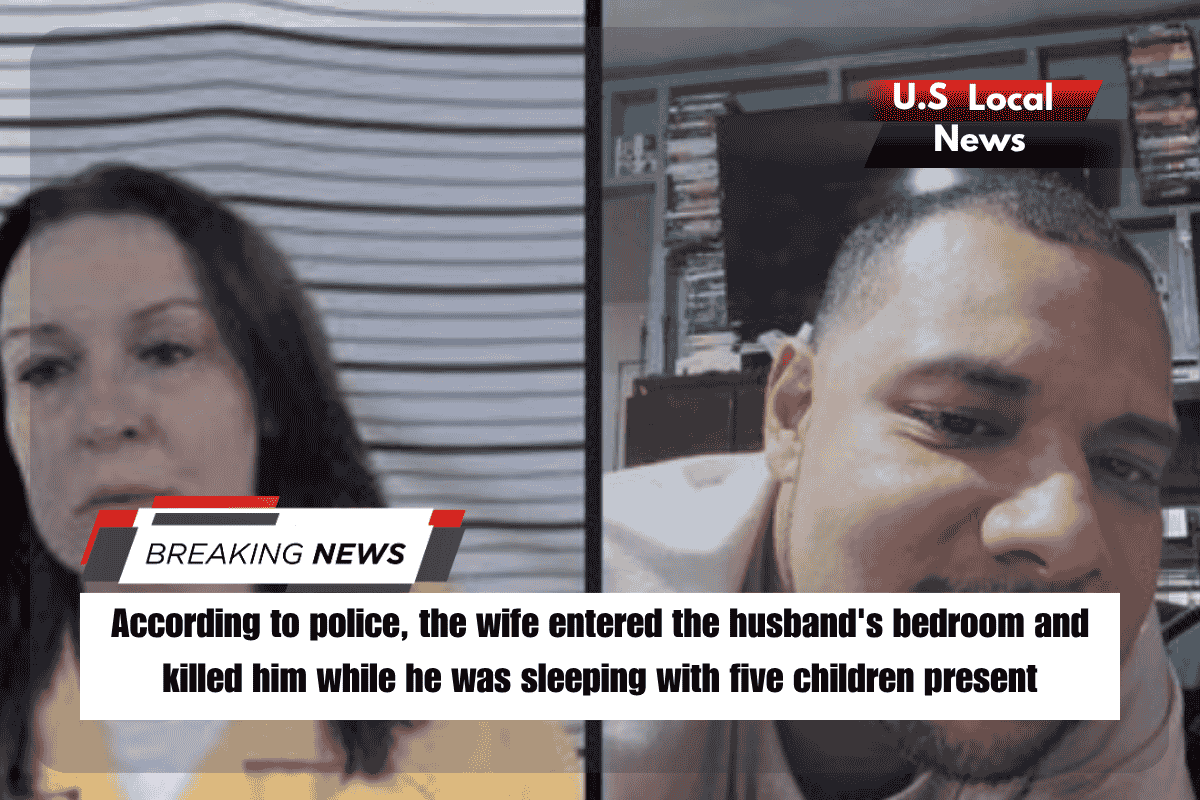 According to police, the wife entered the husband's bedroom and killed him while he was sleeping with five children present