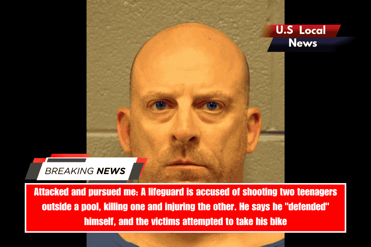 Attacked and pursued me A lifeguard is accused of shooting two teenagers outside a pool, killing one and injuring the other. He says he defended himself, and the victims attempted to take his bike