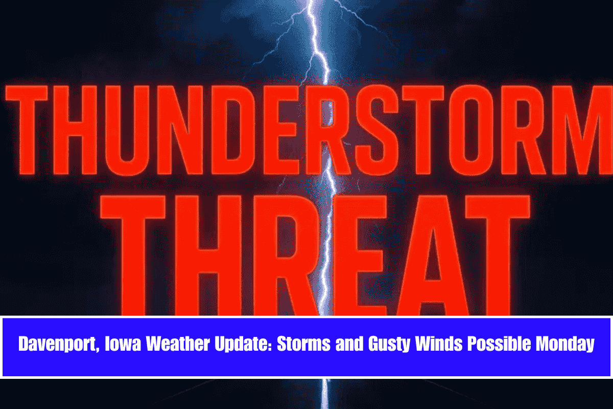 Davenport, Iowa Weather Update Storms and Gusty Winds Possible Monday