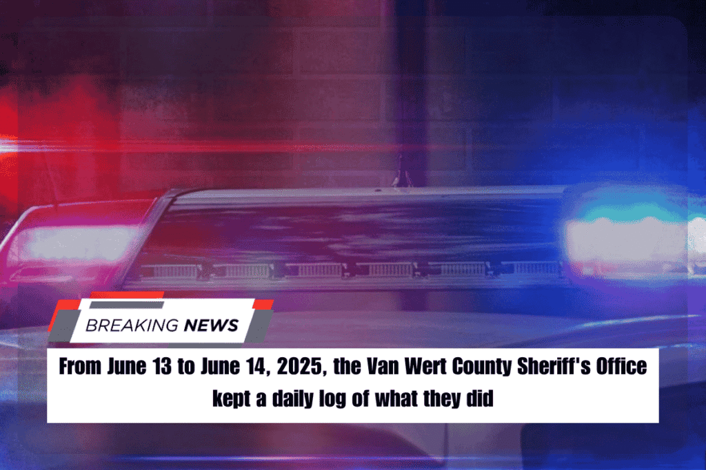From June 13 to June 14, 2025, the Van Wert County Sheriff's Office kept a daily log of what they did