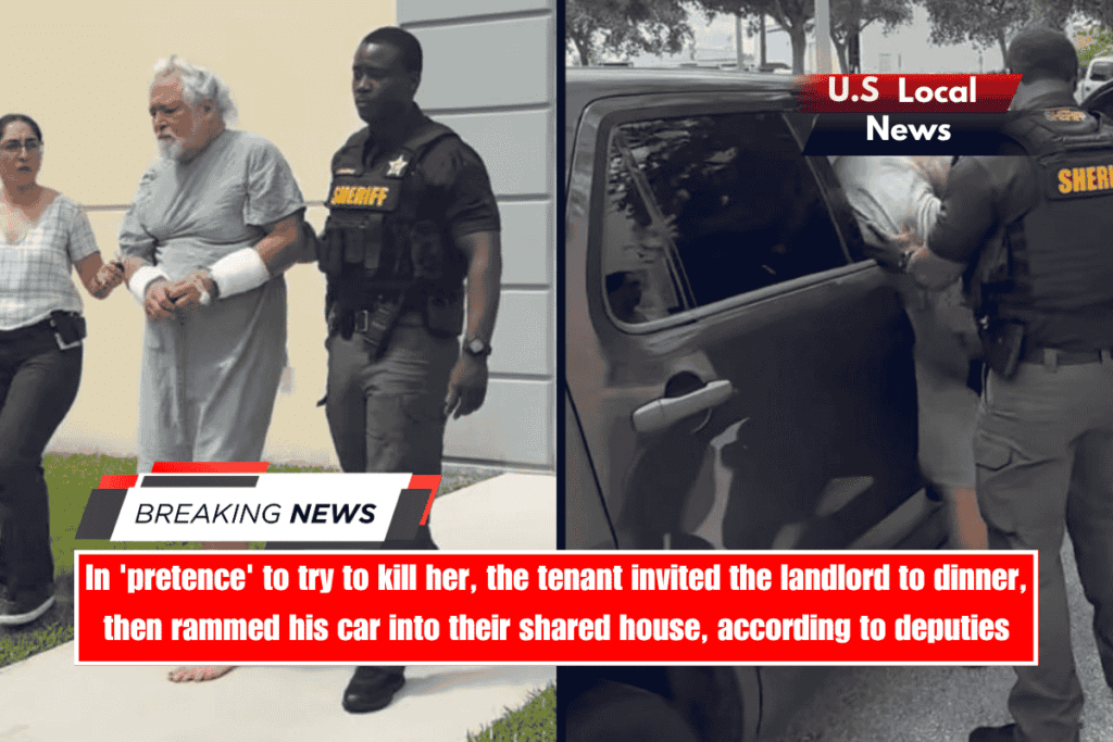 In 'pretence' to try to kill her, the tenant invited the landlord to dinner, then rammed his car into their shared house, according to deputies