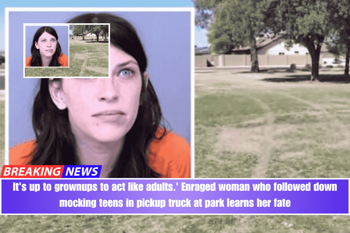 It's up to grownups to act like adults.' Enraged woman who followed down mocking teens in pickup truck at park learns her fate