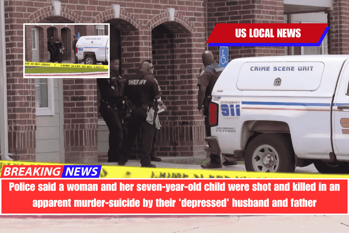 Police said a woman and her seven-year-old child were shot and killed in an apparent murder-suicide by their 'depressed' husband and father