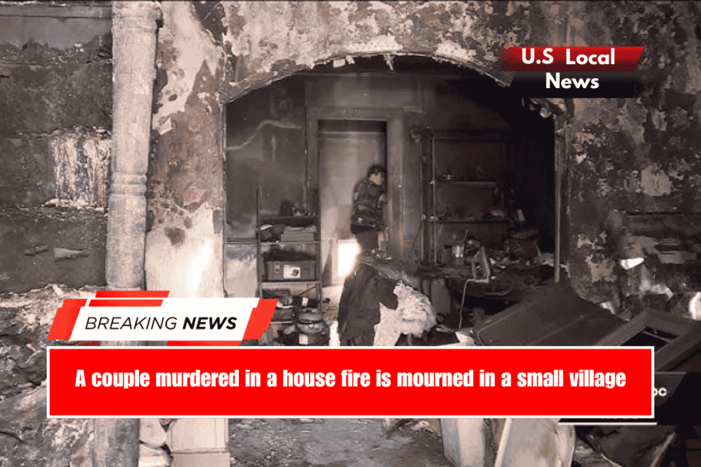 A couple murdered in a house fire is mourned in a small village