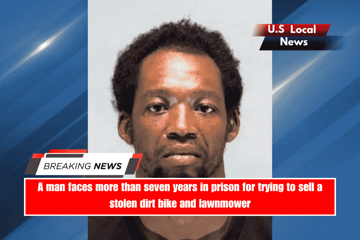 A man faces more than seven years in prison for trying to sell a stolen dirt bike and lawnmower