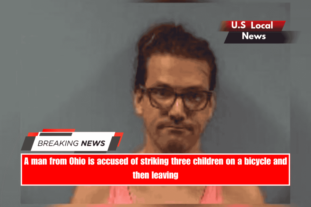 A man from Ohio is accused of striking three children on a bicycle and then leaving
