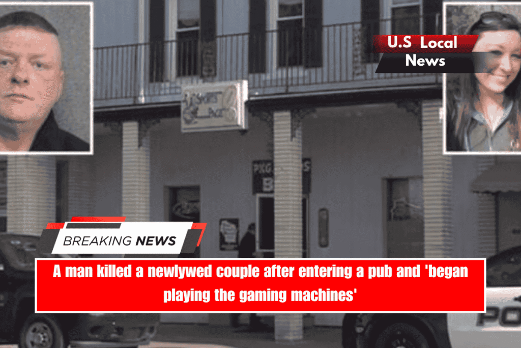 A man killed a newlywed couple after entering a pub and 'began playing the gaming machines'