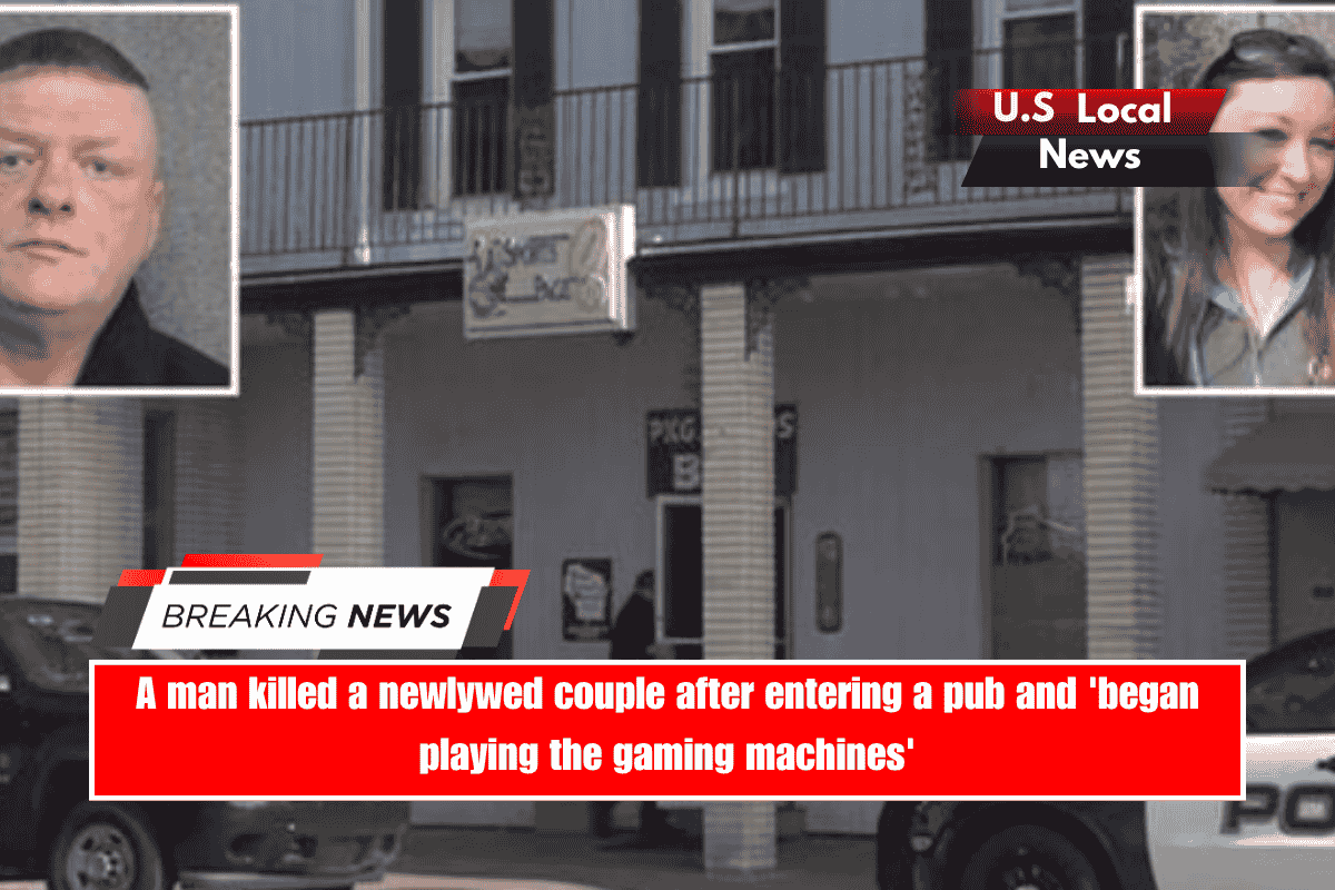 A man killed a newlywed couple after entering a pub and 'began playing the gaming machines'