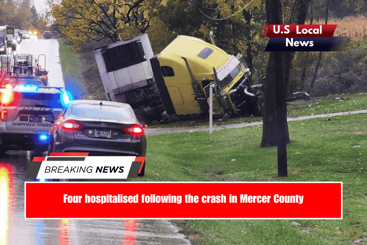 Four hospitalized following the crash in Mercer County