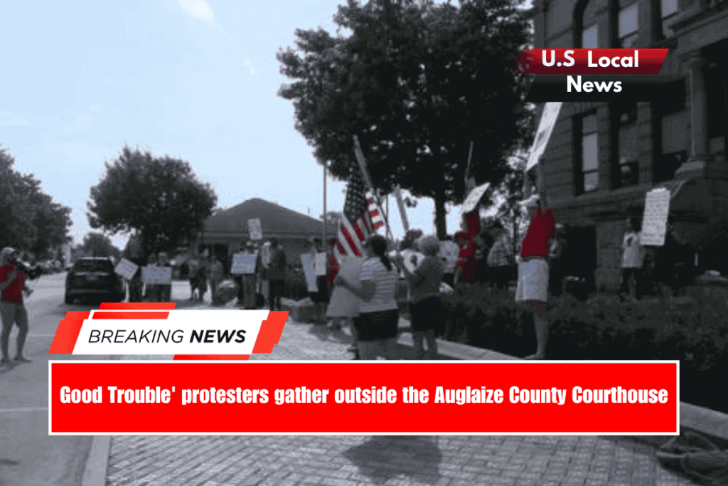 Good Trouble' protesters gather outside the Auglaize County Courthouse