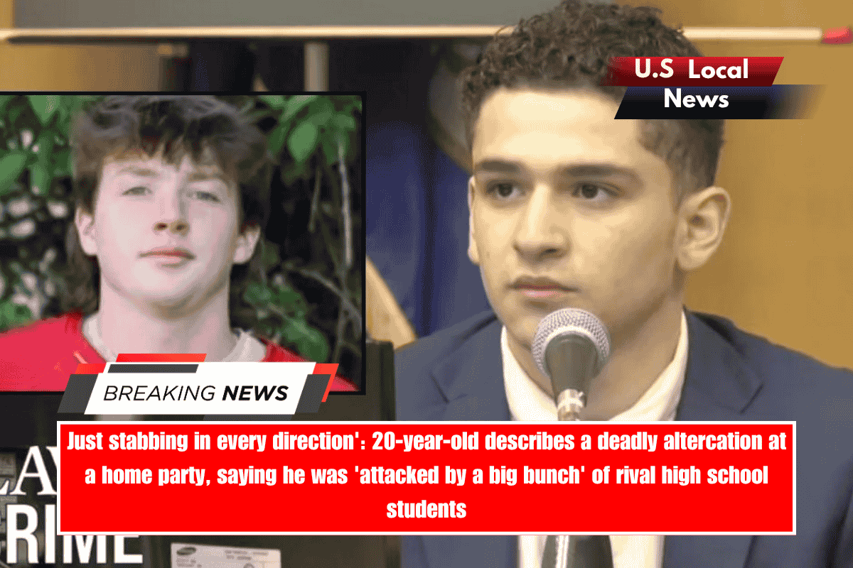 Just stabbing in every direction' 20-year-old describes a deadly altercation at a home party, saying he was 'attacked by a big bunch' of rival high school students