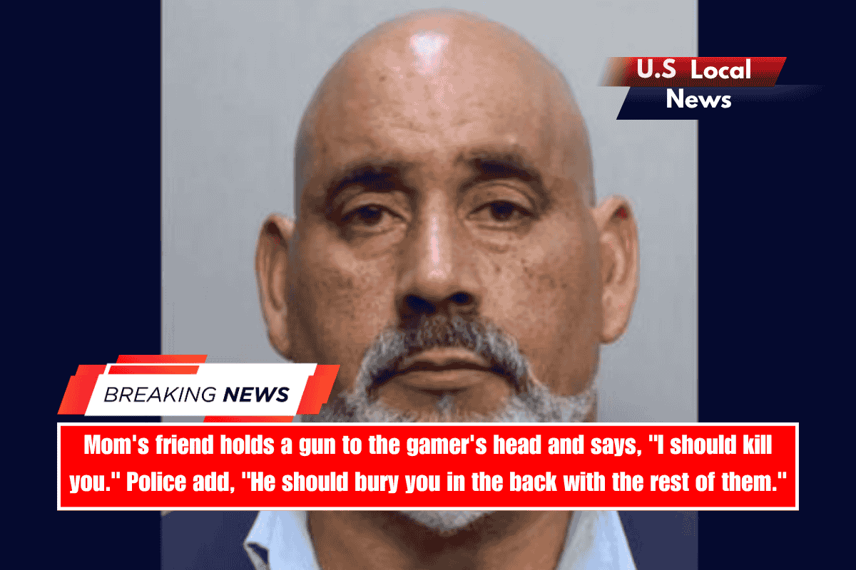 Mom's friend holds a gun to the gamer's head and says, I should kill you. Police add, He should bury you in the back with the rest of them.