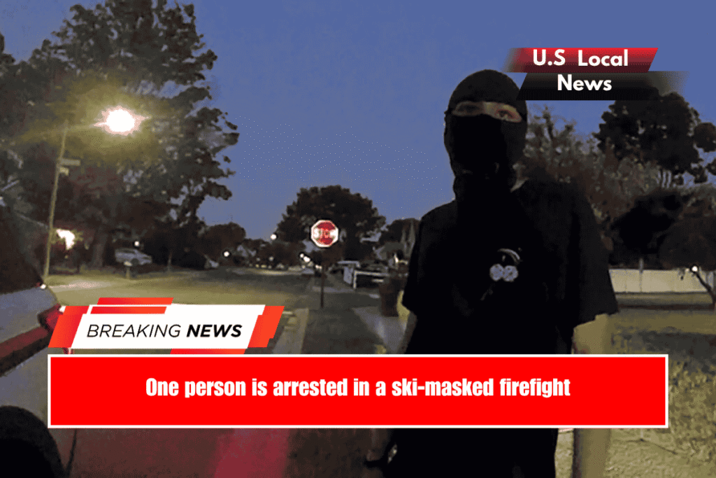 One person is arrested in a ski-masked firefight