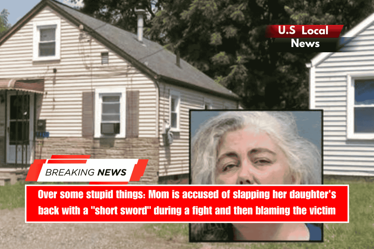 Over some stupid things Mom is accused of slapping her daughter's back with a short sword during a fight and then blaming the victim