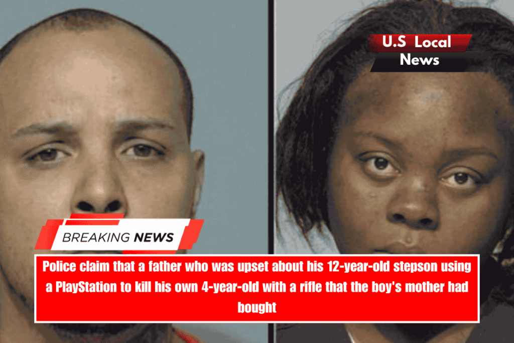 Police claim that a father who was upset about his 12-year-old stepson using a PlayStation to kill his own 4-year-old with a rifle that the boy's mother had bought