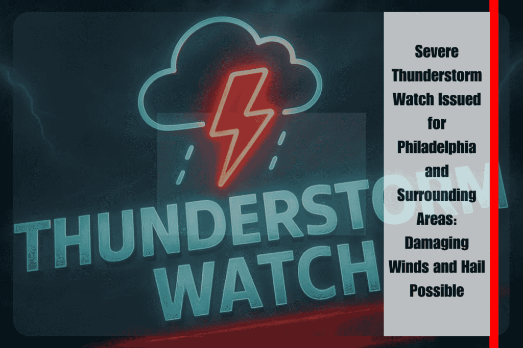 Severe Thunderstorm Watch Issued for Philadelphia and Surrounding Areas Damaging Winds and Hail Possible