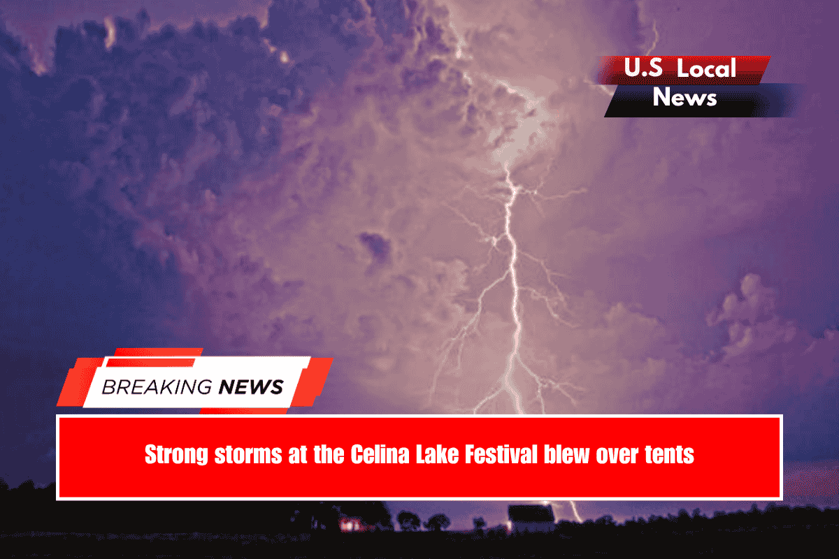 Strong storms at the Celina Lake Festival blew over tents