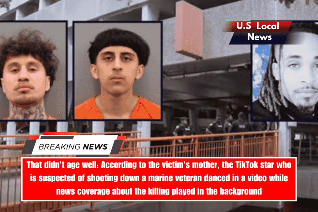 That didn't age well According to the victim's mother, the TikTok star who is suspected of shooting down a marine veteran danced in a video while news coverage about the killing played in the background
