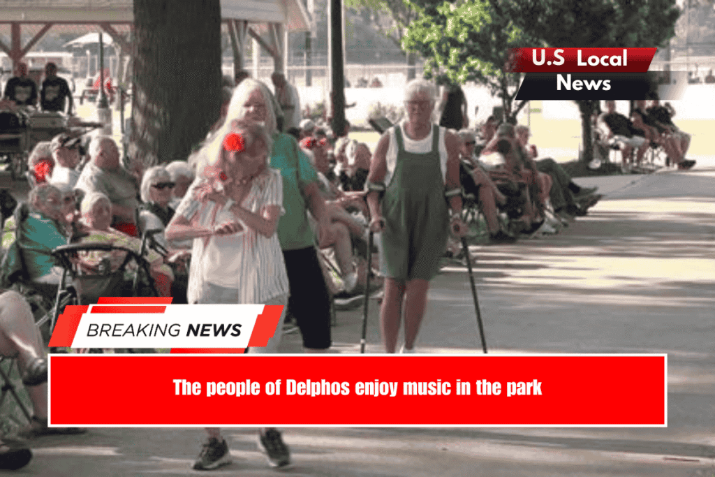 The people of Delphos enjoy music in the park