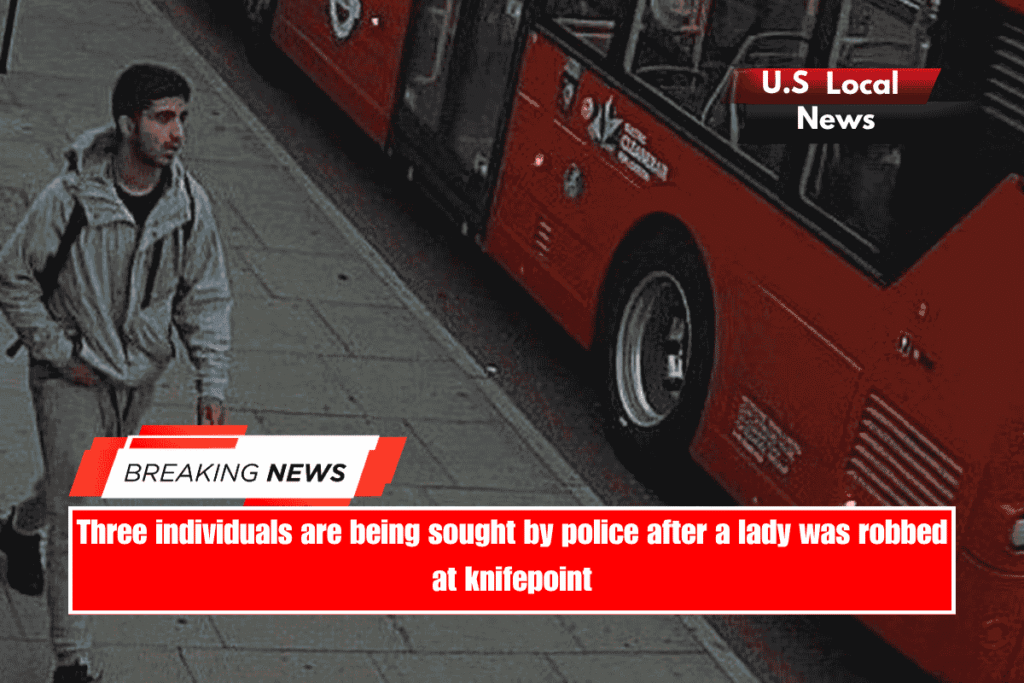 Three individuals are being sought by police after a lady was robbed at knifepoint