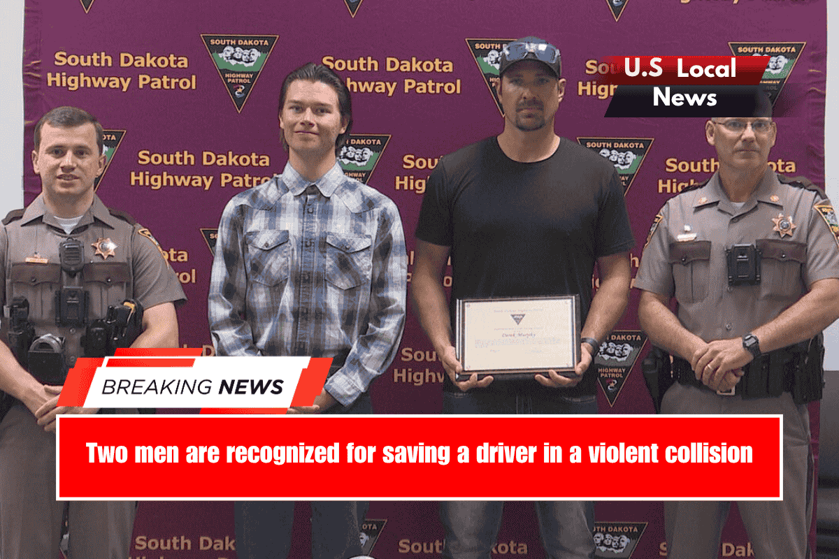 Two men are recognized for saving a driver in a violent collision
