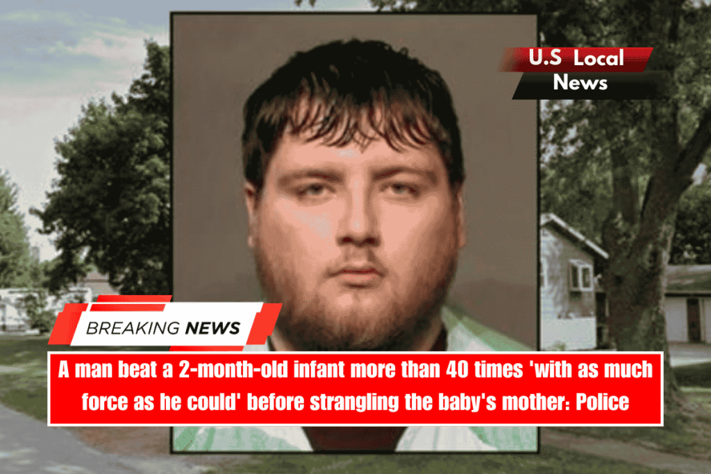 A man beat a 2-month-old infant more than 40 times 'with as much force as he could' before strangling the baby's mother Police