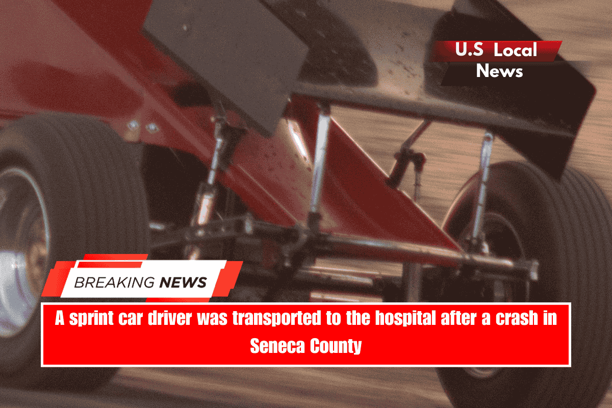 A sprint car driver was transported to the hospital after a crash in Seneca County