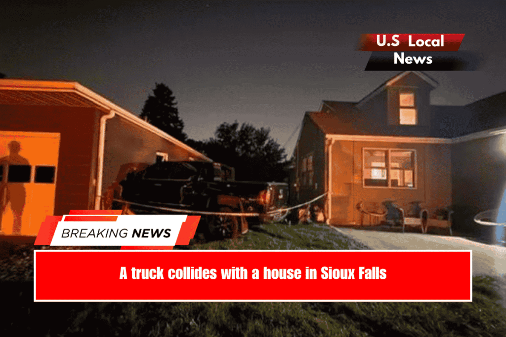A truck collides with a house in Sioux Falls