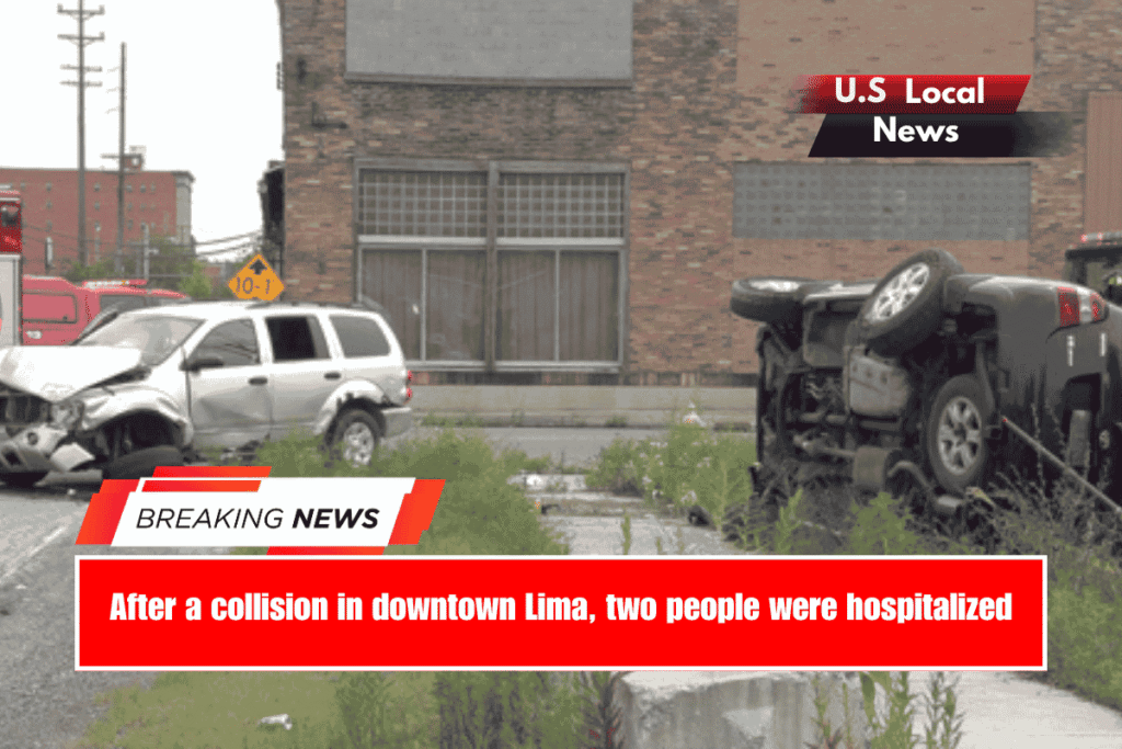 After a collision in downtown Lima, two people were hospitalized