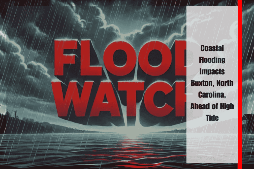 Coastal Flooding Impacts Buxton, North Carolina, Ahead of High Tide