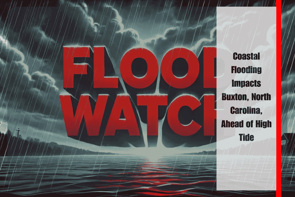 Coastal Flooding Impacts Buxton, North Carolina, Ahead of High Tide