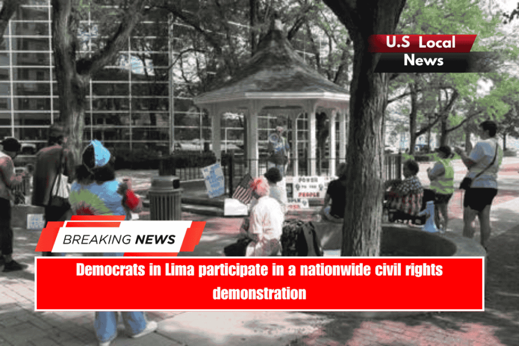 Democrats in Lima participate in a nationwide civil rights demonstration