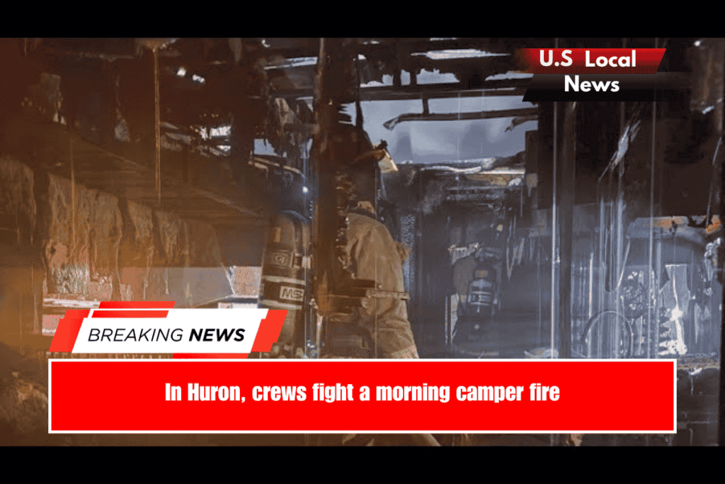In Huron, crews fight a morning camper fire