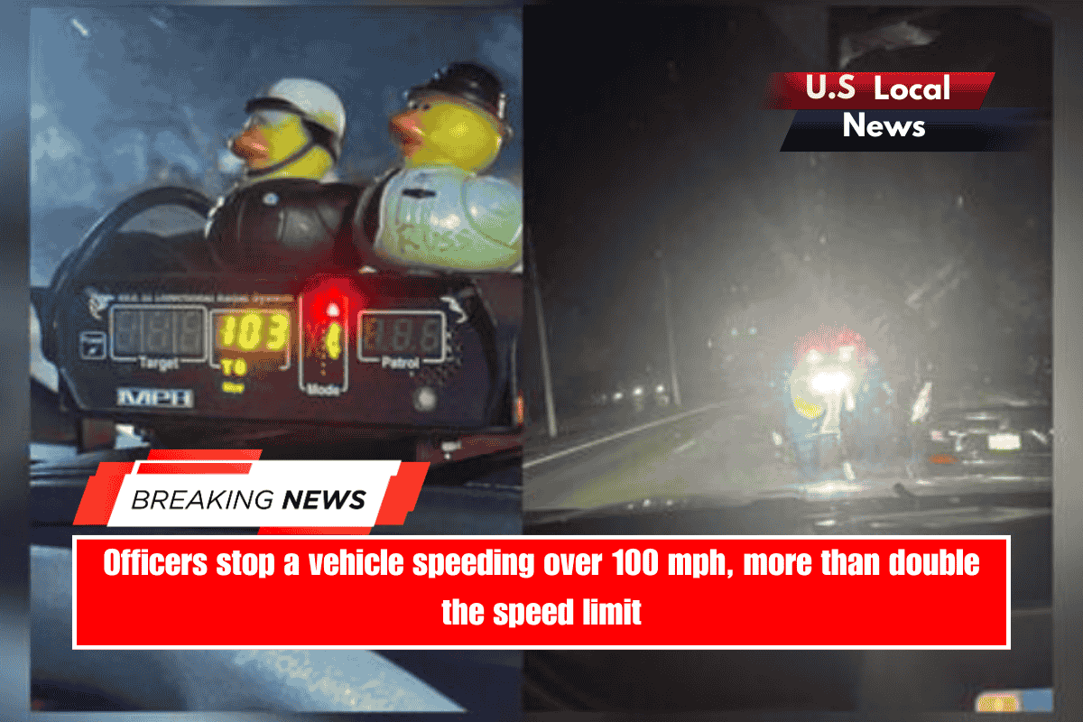 Officers stop a vehicle speeding over 100 mph, more than double the speed limit