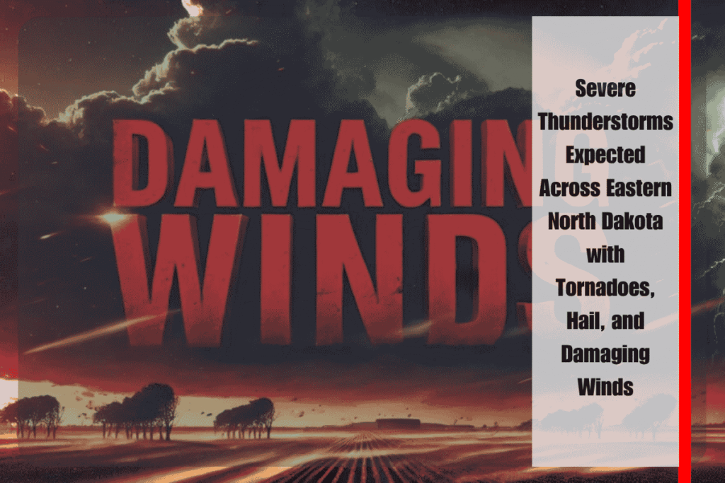 Severe Thunderstorms Expected Across Eastern North Dakota with Tornadoes, Hail, and Damaging Winds
