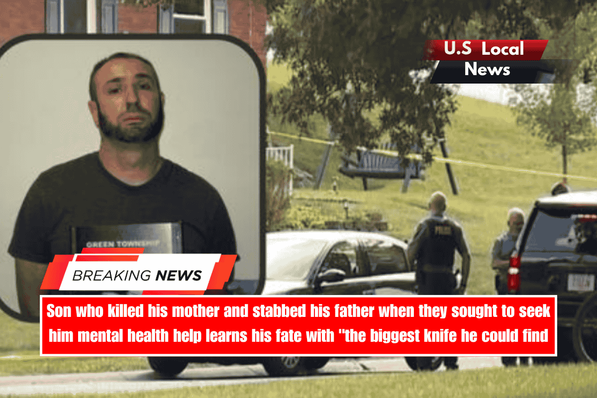 Son who killed his mother and stabbed his father when they sought to seek him mental health help learns his fate with the biggest knife he could find