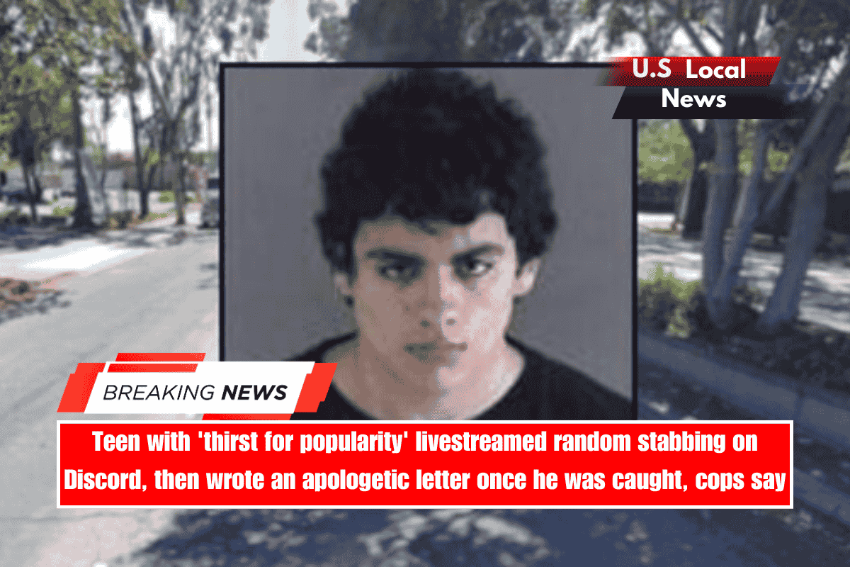 Teen with 'thirst for popularity' livestreamed random stabbing on Discord, then wrote an apologetic letter once he was caught, cops say