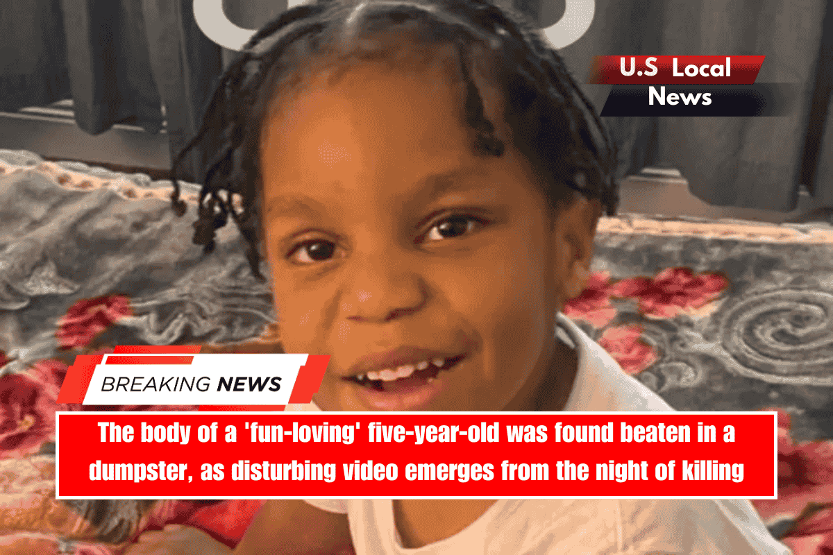 The body of a 'fun-loving' five-year-old was found beaten in a dumpster, as disturbing video emerges from the night of killing