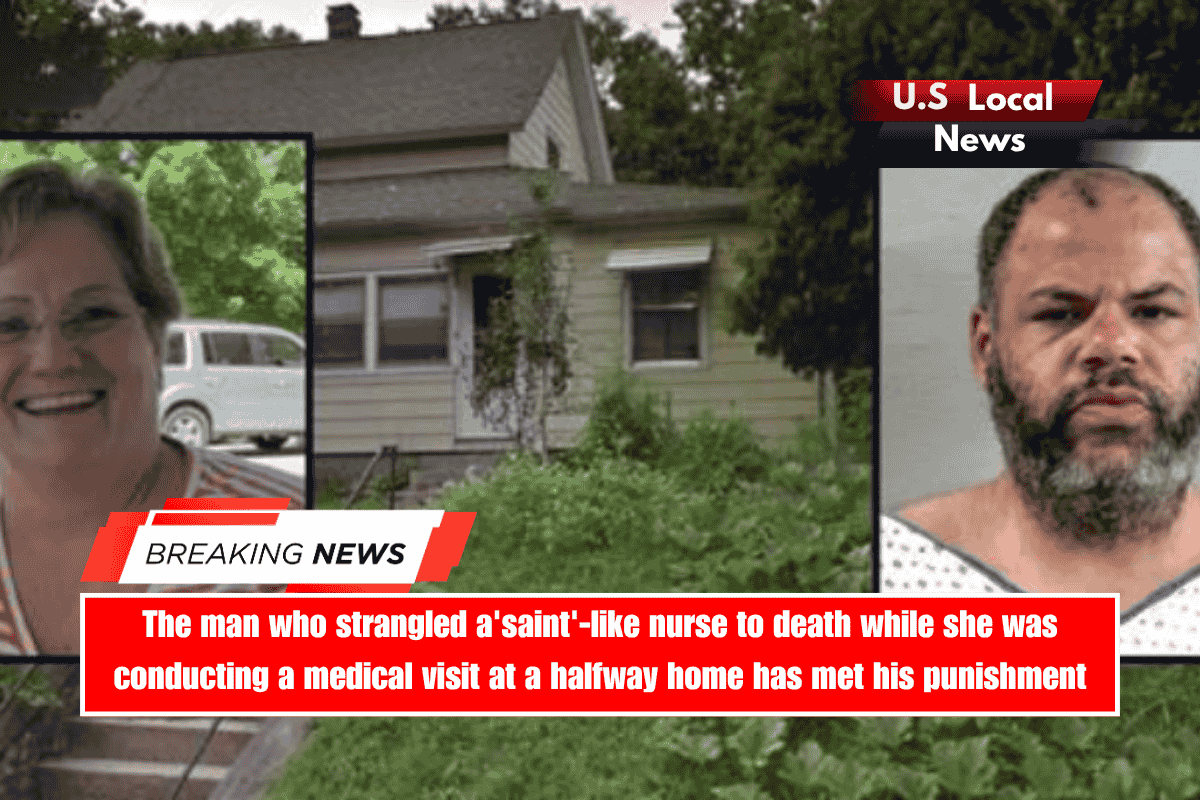 The man who strangled a'saint'-like nurse to death while she was conducting a medical visit at a halfway home has met his punishment