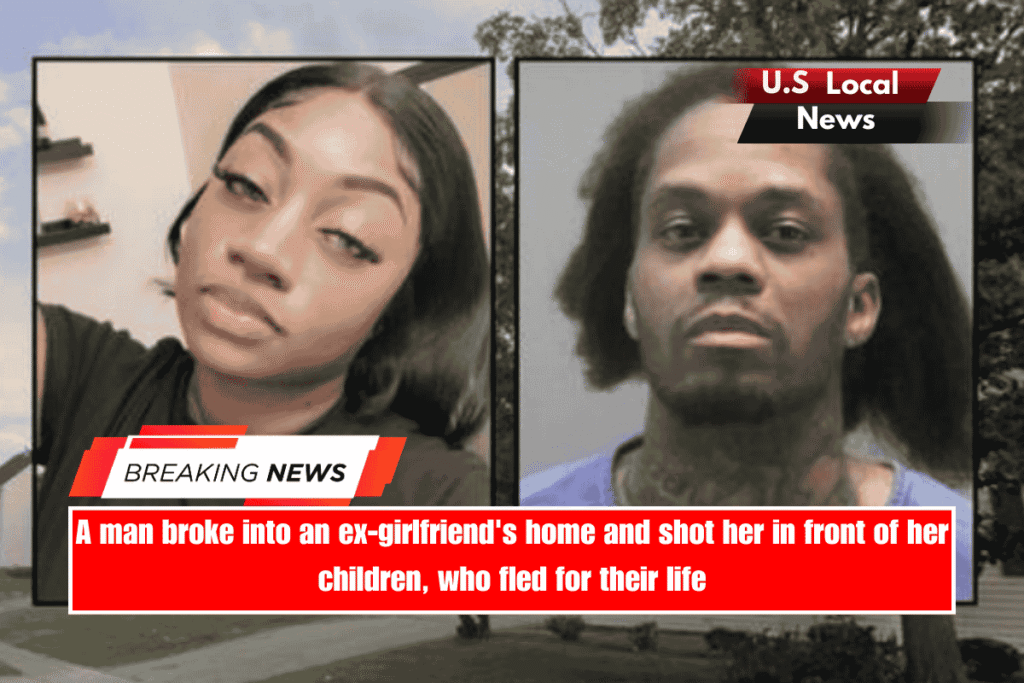 A man broke into an ex-girlfriend's home and shot her in front of her children, who fled for their life