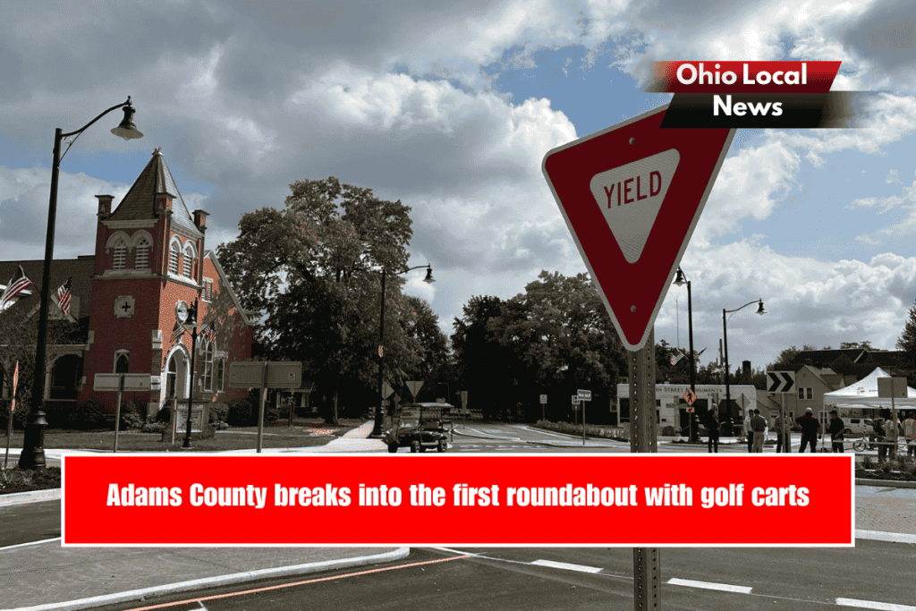 Adams County breaks into the first roundabout with golf carts.