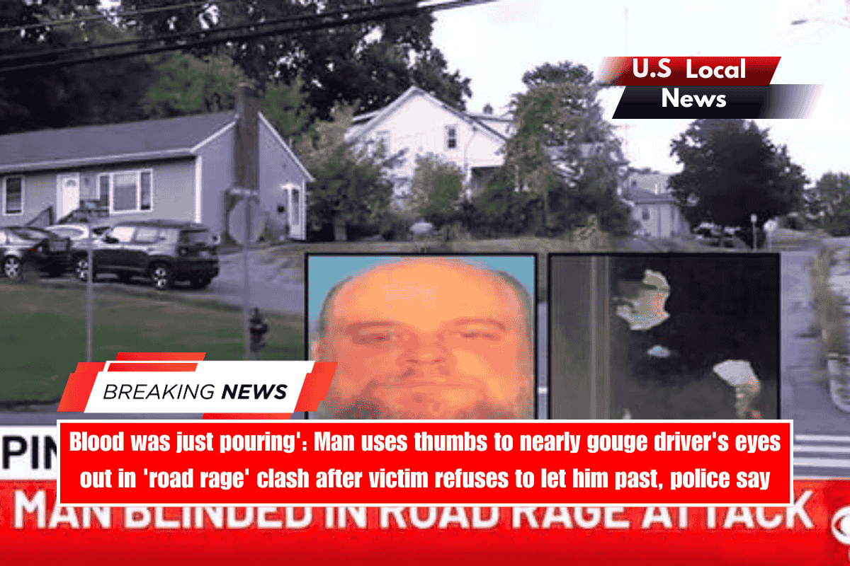 Blood was just pouring' Man uses thumbs to nearly gouge driver's eyes out in 'road rage' clash after victim refuses to let him past, police say