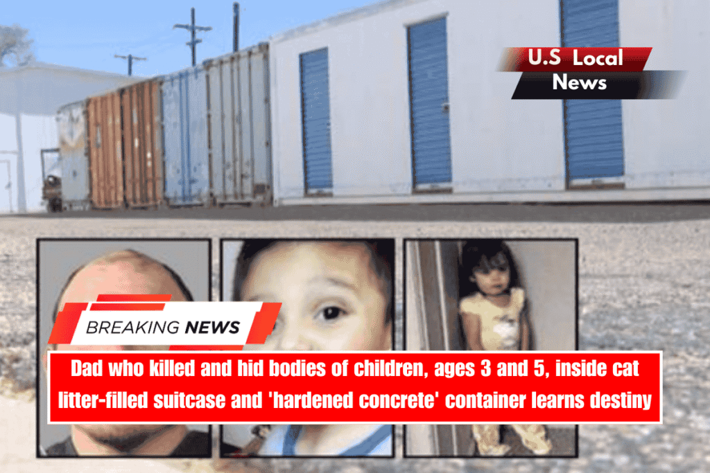 Dad who killed and hid bodies of children, ages 3 and 5, inside cat litter-filled suitcase and 'hardened concrete' container learns destiny