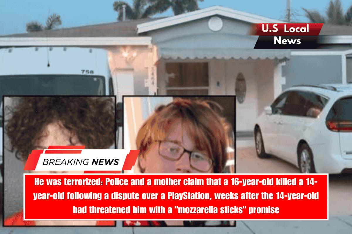 He was terrorized Police and a mother claim that a 16-year-old killed a 14-year-old following a dispute over a PlayStation, weeks after the 14-year-old had threatened him with a mozzarella sticks promise
