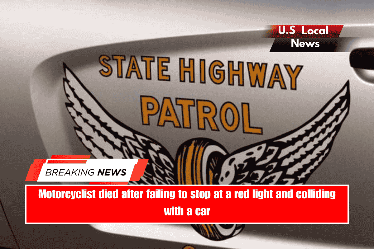 Motorcyclist died after failing to stop at a red light and colliding with a car