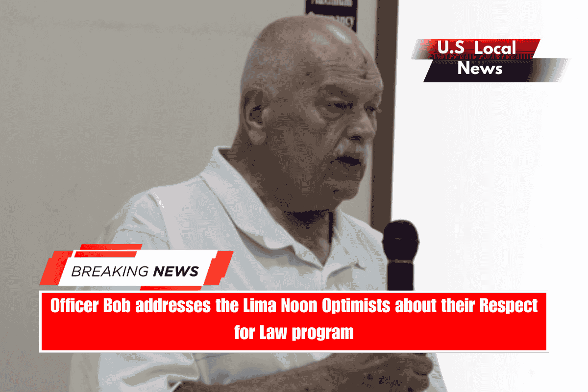 Officer Bob addresses the Lima Noon Optimists about their Respect for Law programOfficer Bob addresses the Lima Noon Optimists about their Respect for Law program