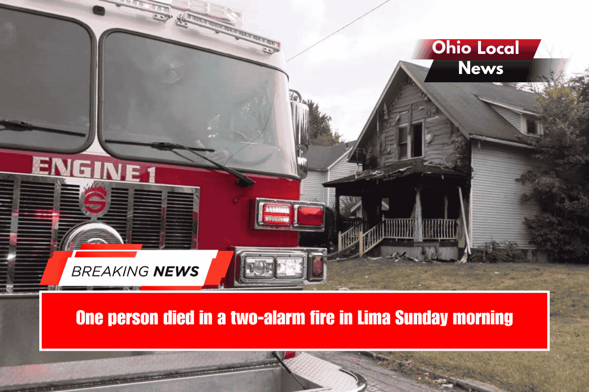 One person died in a two-alarm fire in Lima Sunday morning